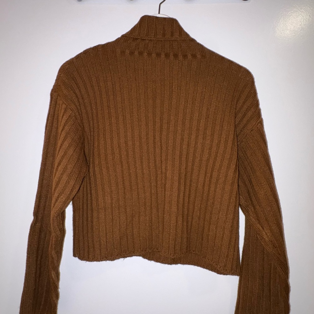 Brown Ribbed Women's Sweater Set